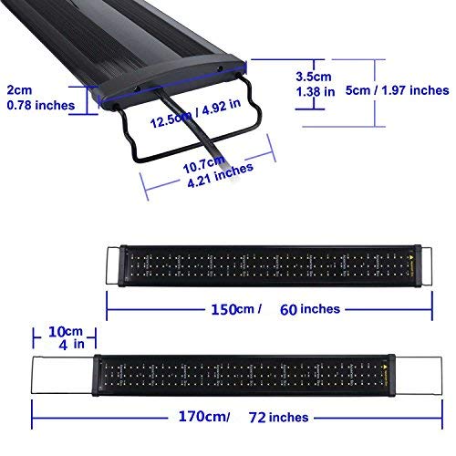 Zeiger Eco Full Spectrum Aquarium led Light 60 inch - 72 inch 150cm-170cm LED Tank Saltwater and Freshwater Lighting Aquarium lamp for Plant Reptile (60 inch 41W) - Thumbnail 5
