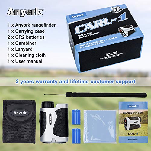 Anyork Golf Rangefinder 6X Laser Range Finder 1500 Yard with Slope On