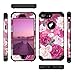 Casetego for iPhone 8 Plus Case,iPhone 7 Plus Case,Floral Three Layer Heavy Duty Hybrid Sturdy Shockproof Protective Cover Case for Apple iPhone 8 Plus/7 Plus,Rose Red/Black