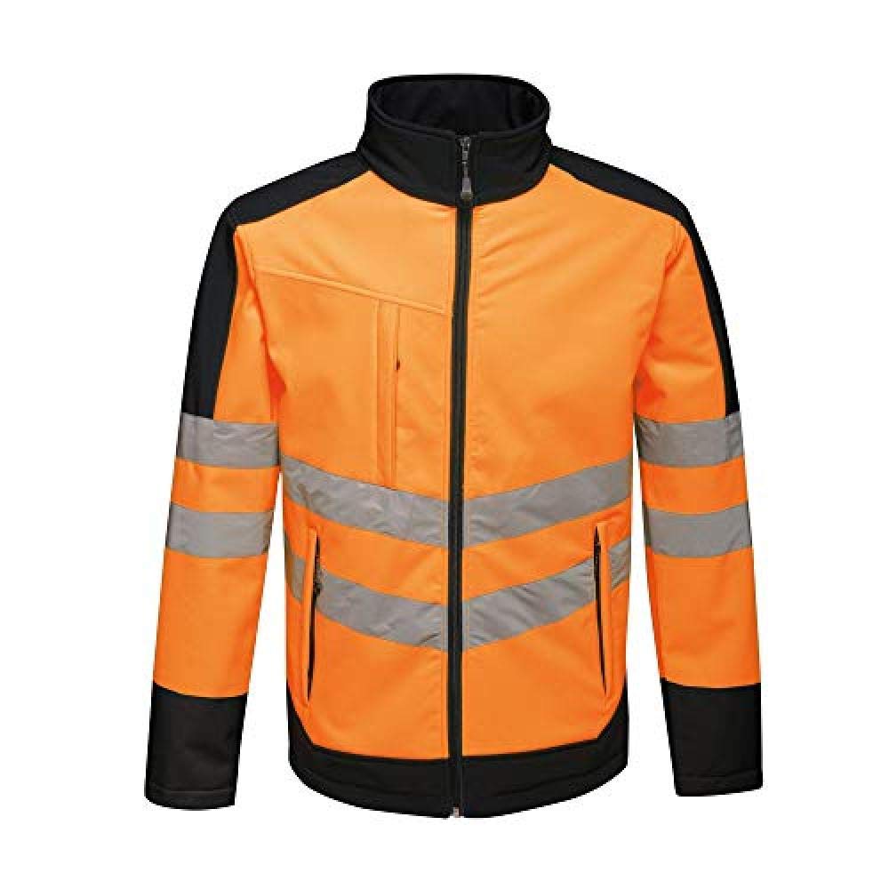 Regatta TRA625 5LV60 Professional Hi-Vis Waterproof and Breathable Softshell Jacket, Orange/Navy, M