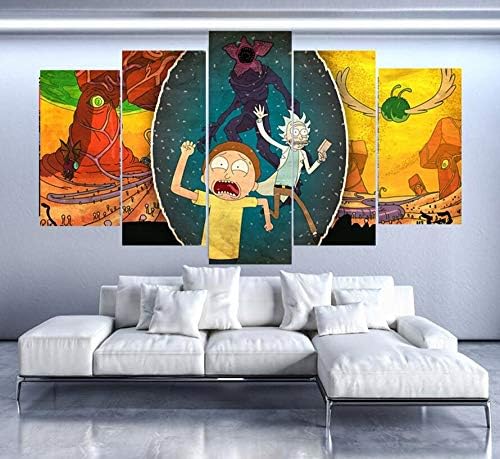 Arte De La Impresion De La Lona Lienzo Arte De La Pared Carteles Marco Hd Impresiones 5 Piezas Imagenes Dibujos Animados Pinturas Comicas Decoracion Del Hogar Para La Sala De Estar Amazon Es