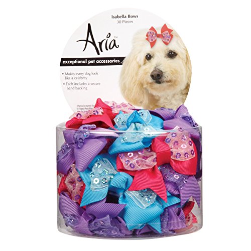 Aria Isabella Bows for Dogs, 30-Piece Canisters