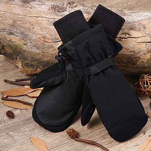 Andake Ski Mittens Gloves Women 90% Down Mittens Cold Weather Waterproof Winter Snow Gloves for Skiing Snowboarding Black L/XL - Thumbnail 4