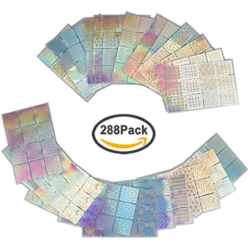 288 Pieces Nail Stickers Set, Hapdoo 24 Sheets 96 Designs Self-Adhesive Nail Vinyls Stencils 3D Decals For DIY Nail Art Decoration