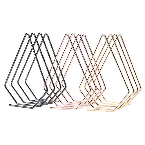 GoldOrcle Metal Mail Sorter Wire File Organizer Mail Sorter Desk Organizer, 3 Slot Diamond Shape Magazine File Holder for Office Home Decor, Set of 2, Rose Gold - Thumbnail 6