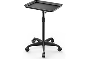 VERYTOP Salon Tray on Wheels, Rolling Tattoo Tray on Wheels Salon Trolley Cart Adjustable Height Storage Cart Dental Mayo Sta