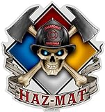 SET OF 2 Firefighters Hazardous Materials Skull/Bones 2 Inch Reflective Decals
