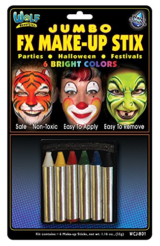 Wolfe Jumbo Bright Face Paint Crayons (6/box)