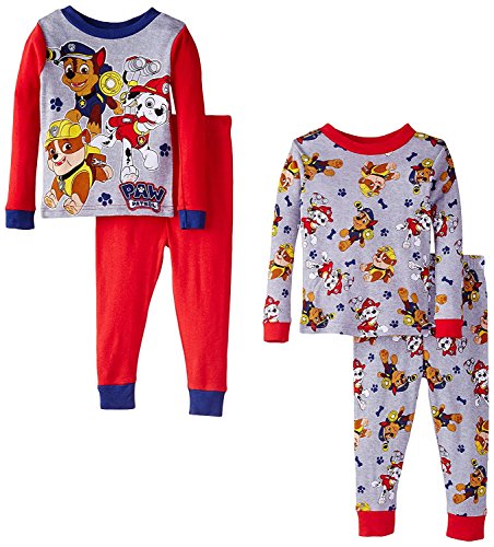 Paw Patrol Little Boys' Rescue Coming 4-Piece Pajama Set, Red, 2T