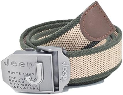 Jeep Canvas Belt Military Style with Metal Buckle and Tip 47" Long Tactical Belt (47inch, Gr-Ap Camouflage)