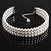 Avalaya 3 Tier Synthetic Pearl Collar Necklace in Silver Plating (Snow White)
