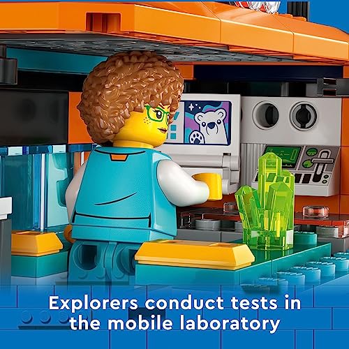 LEGO City Exploration Arctic Explorer Truck and Mobile Lab 60378 Building Set for Ages 6+ with a Tracked Vehicle, Laboratory on Skis, Meteorite, Snow Landscape, 4 Minifigures and 3 Polar Bear Figures