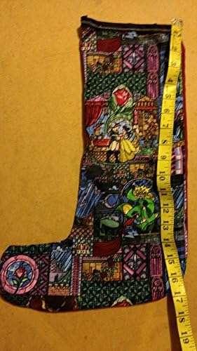 Beauty & The Beast stain glass fabric stocking