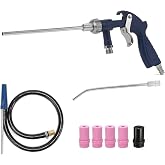 Air Sand Blaster Gun kit with 5pcs Replaceable Nozzle,Carbon Cleaning Walnut Blaster,2pcs Long Nozzle Attachment and 1pc 1M Sand Suction Pipe