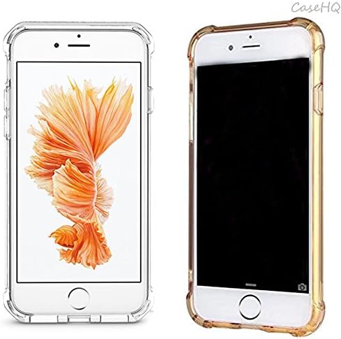 [2 Pack] iPhone 7 Case CaseHQ Premium TPU Ultra Slim Fit Anti-scratch Thin Cute Lovely Shockproof Bumper Shock Absorbing Cover Extreme Lightweight Gel TPU Rubber Skin(Clear+Golden iPhone 7 Case)