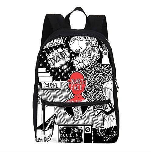 Student Bag for Man, Men Fashion Twenty One Pilots Printing Backpack, Teenager Boys Decompression High Capacity Shoulders Bags black1