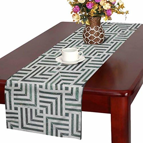 Long Table Runner 16 X 72 Inches, Black and White Rectangle Table Runner Cotton Linen Cloth Placemat for Office Kitchen Dining Wedding Party Home Decor