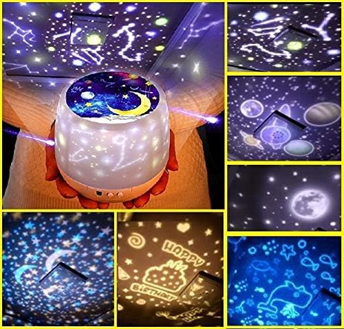 AlleGt Star Projector, 360 Rotation Night Light with 3 Color Modes & 6 Sets of Film, Star Night Lamp Projector for Kid Children Bedroom Holiday Gift