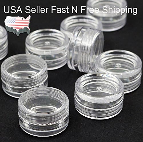 Ezidy~ 100 pcs Bulk 5ml/5Gram Cosmetic Empty Jar Pots Plastic Clear Bottles Powder Storage Container For Eye shadow Makeup Cream Lip Balm