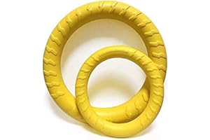 Pack of 2 Dog Toys Ring Water Floating, Outdoor Fitness Flying Discs, Tug of War Interactive Training Ring for Dogs ( 2 Size 