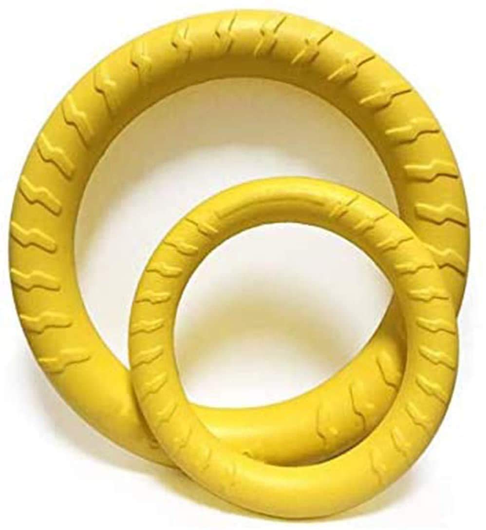 Photo 1 of Pack of 2 Dog Toys Ring Water Floating, Outdoor Fitness Flying Discs, Tug of War Interactive Training Ring for Dogs ( 2 Size ,Yellow?