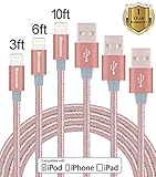 Mscrosmi 8-Pin Lightning to USB Charging Cable - (3-Feet/6-Feet/10-Feet)-Rose Gold