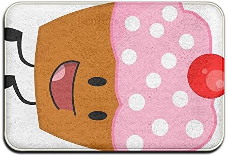 Yangaaaa Cute Strawberry Cupcake Smile Outdoor Rubber Mat Front Door Mats Porch Garage Large Flow Slip Entry Carpet Standard Rug Home 23.62" 15.74"