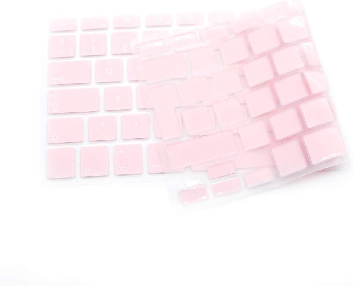 MMDW EU/UK Spanish Language Keyboard Cover for Macbook Pro 13,15 Inch (with or without Retina Display,2015 or Older Version)for Macbook Old Air 13 Inch European/ISO Keyboard Layout Silicone Skin-Pink - Image 3