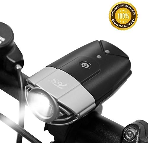 TOS USB Rechargeable Bicycle Head Light Set, 2000mAh Super Bright Bike Front Light, IP65 Safety Commuter Flash Light for Bike, Mountain(T6) - Silver