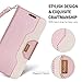 Procase Galaxy Note 8 Wallet Case, Flip Kickstand Case with Card Slots Mirror Wristlet, Folding Stand Protective Cover for Galaxy Note8 2017 –Pink