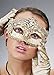Toga Party Special - Venetian Goddess Masquerade Mask Made of Resin, Paper Mache Technique with High Fashion Macrame Lace & Rhinestones [Ivory]