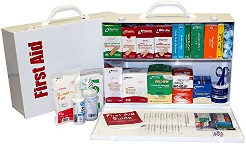 OSHA &amp; ANSI 2 Shelf Industrial First Aid Cabinet, 75 Person, 556 Pieces, 2015 Class A+, Types I &amp; II, Made in USA