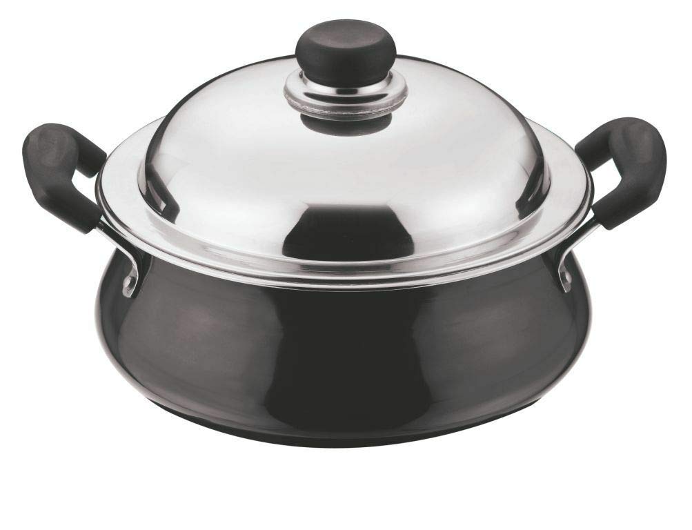 Vinod Pearl Hard Anodised Stock Pot with Stainless Steel Lid Casserole | Capacity : 5 Ltr | Medium
