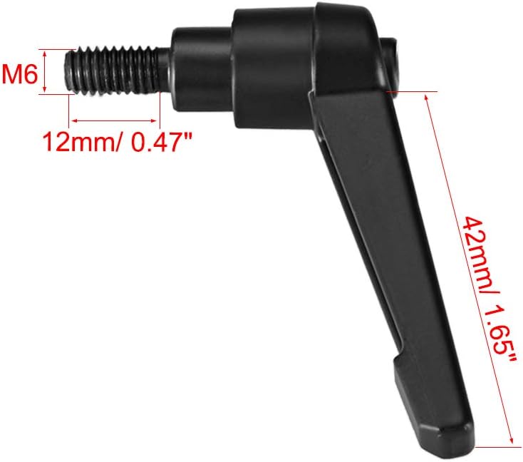 sourcing map M6 x 12mm Handle Adjustable Clamping Lever Thread Push Button Ratchet Male Threaded Stud Knobs Locking Rotating Screw Handles Quick Release Bolt Black - Image 4