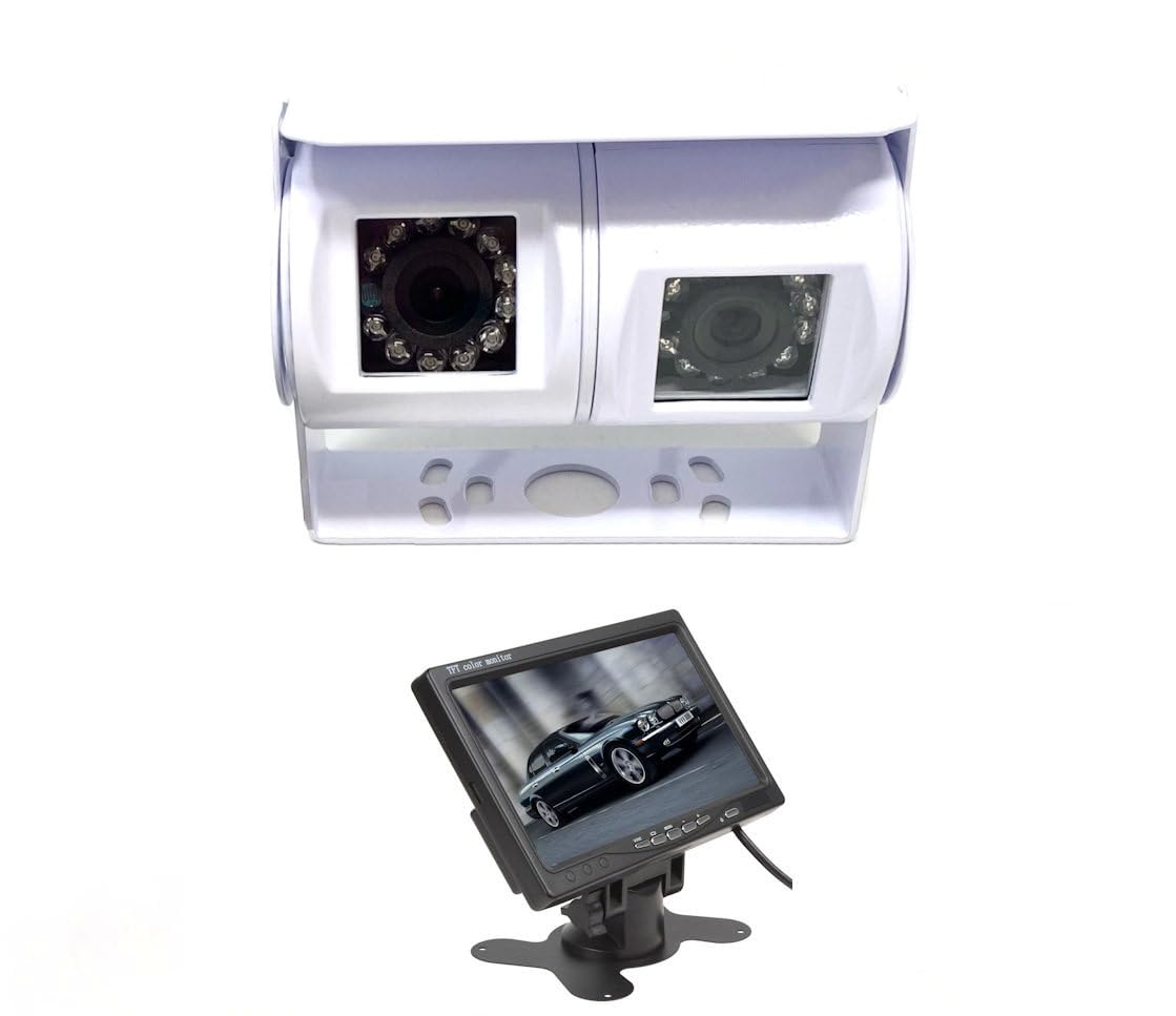 Dolphin Automotive Motorhome Van Dual Twin 12v Commercial Reversing Reverse Rear View Parking Camera (Camera With 7" Dash Monitor) — image 1