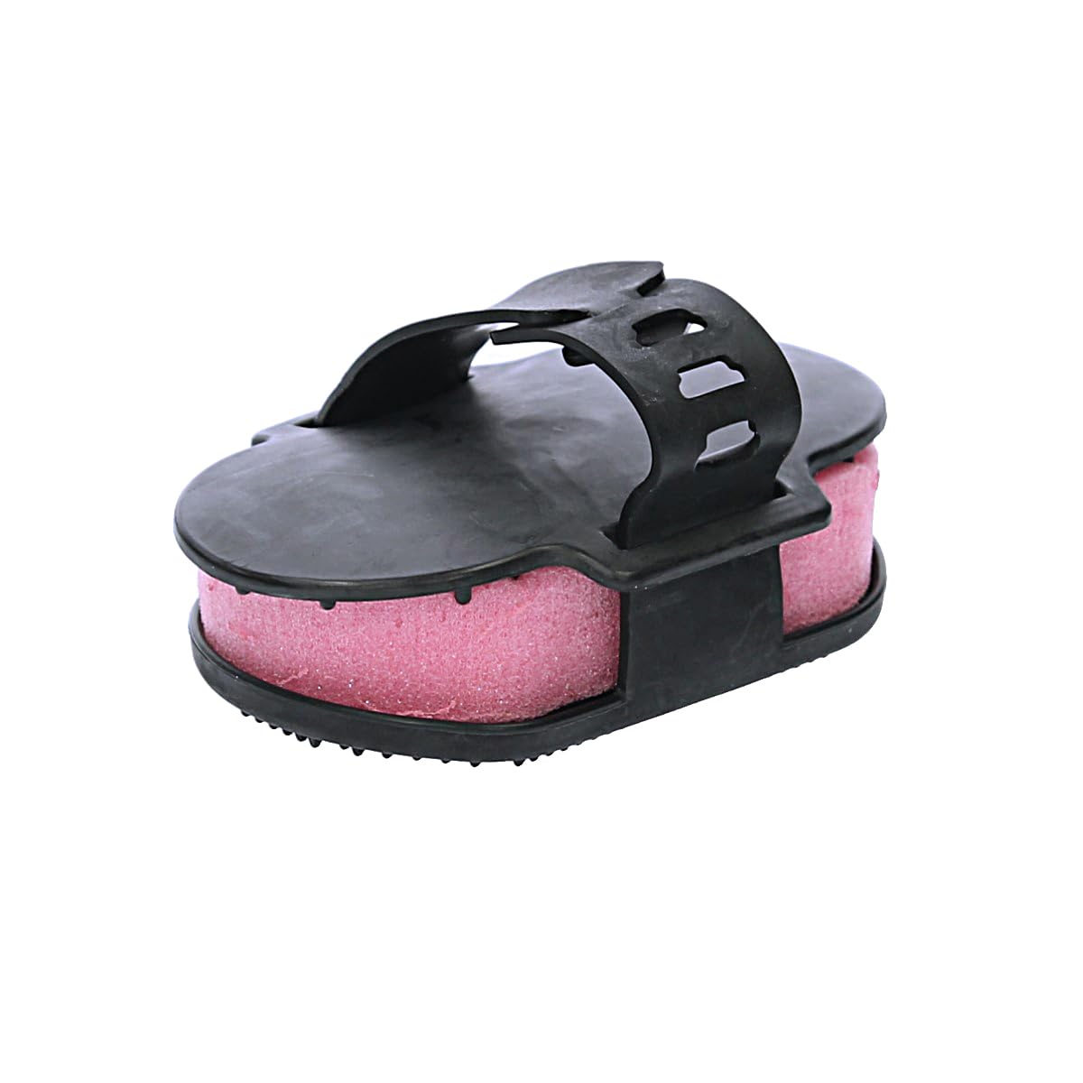 LeMieux Hippo Scrubber Horse Grooming Brush in Black with Sponge, Flexible Bristles & Adjustable Straps - One Size