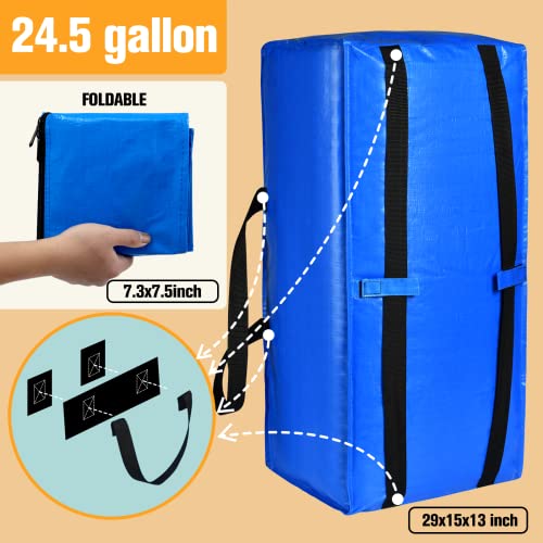 Heavy Duty Large Storage Bags, XL Blue Moving Bags for College Dorm