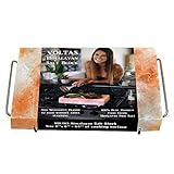 VOLTAS Himalayan Salt Block for Cooking, FDA approved 12x8 (96 sq. inch) Salt Slab comes with Stainless Steel Salt Plate Holder with FREE cotton bag for storage.