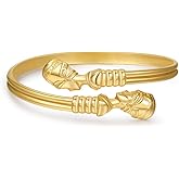 RINTOLER 18K Gold Plated Stainless Steel Bracelets for Men - Roman Numeral Bracelet Luxury Crown King Twisted Cuff Bracelet Set Men Cable Bangle Bracelets Set