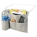 mDesign Bedside Storage Organizer Caddy Pocket - Slim Space Saving Design, 4 Pockets - Heavy Cotton Canvas - Holds Water Bottles, Books, Magazines - 2 Pack - Light Gray/Wire Insert in Satin