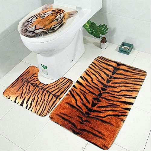 WERTU 3PCS Toilet Rug Contour Carpet Non Slip Floor Mat Lid Toilet Cover Sets For Bathroom Kitchen