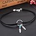 MJartoria Native American Bohemian Feather Charm Handmade PU Leather Choker Necklace (Black, Silver Feather)
