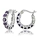 Sterling Silver Genuine, Created or Simulated Gemstone Small Round Huggie Hoop Earrings