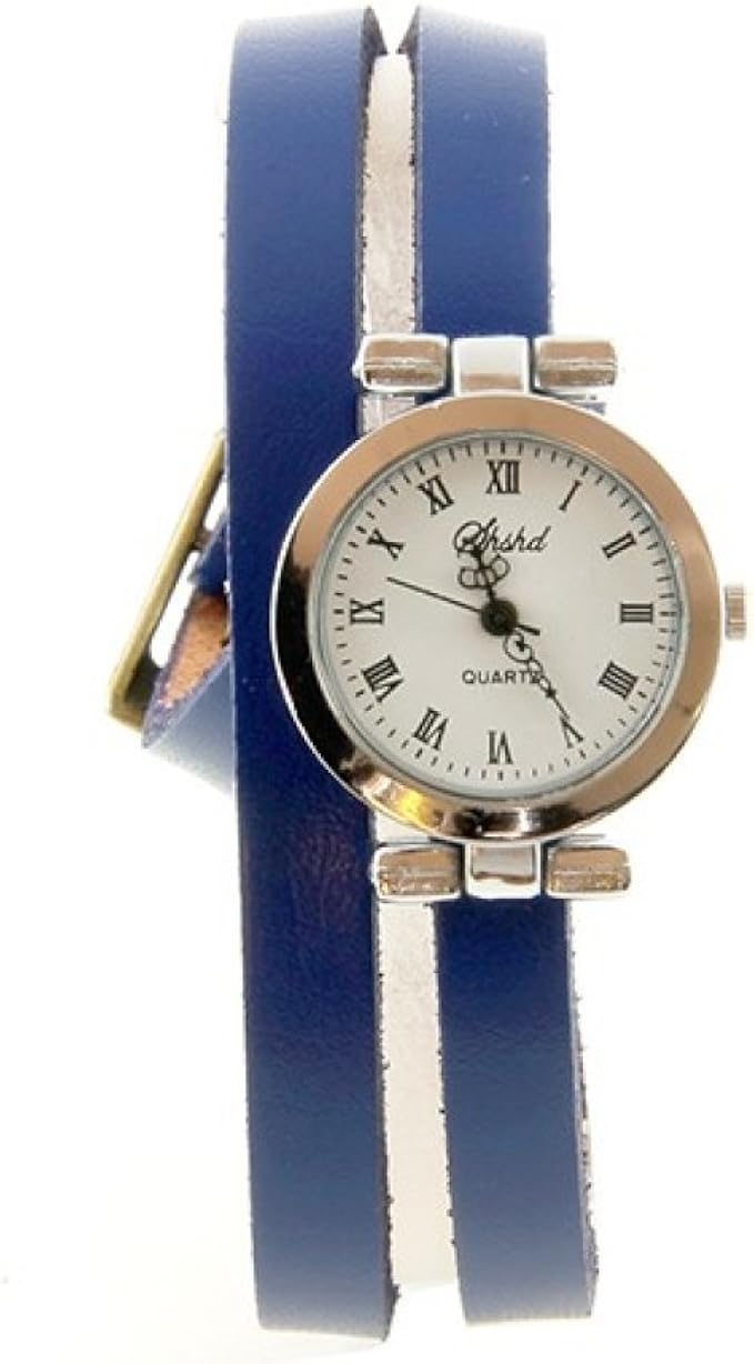 Bracelet Double Tour Cuir Bleu Montre Femme Pas Chere Amazon Fr Montres