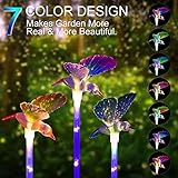 K-MAN Solar Lights Outdoor Decorative-7-Color Changing Solar Hummingbird Lights for Garden,Patio,Backyard(Purple,Green &Blue,3 Pack)