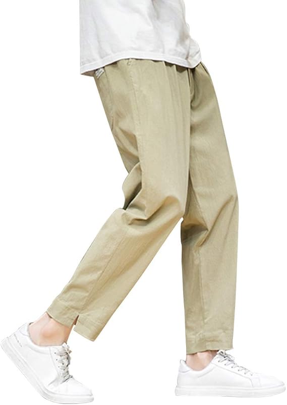 Amazon Byinnsテーパードパンツメンズ 綿100 ロングパンツ 大きいサイズ M 3xlサイズ ブラック カーキ グレー ロングパンツ 通販