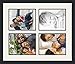 ArtToFrames Double-Multimat-550-61/89-FRBW26079 Collage Photo Frame Double Mat with 4-8x10 Openings and Satin Black Frame, Super White, 4-8x10