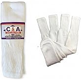 C&A COLLECTION Mens Big and Tall Sports Tube Socks Long Over the Calf - 24 inch (4 Pairs) (White)