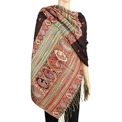 Achillea Reversible Bohemian Pashmina Ethnic Tribal Border Shawl Wrap Scarf Achillea Reversible Bohemian Pashmina Ethnic Tribal Border Shawl Wrap Scarf