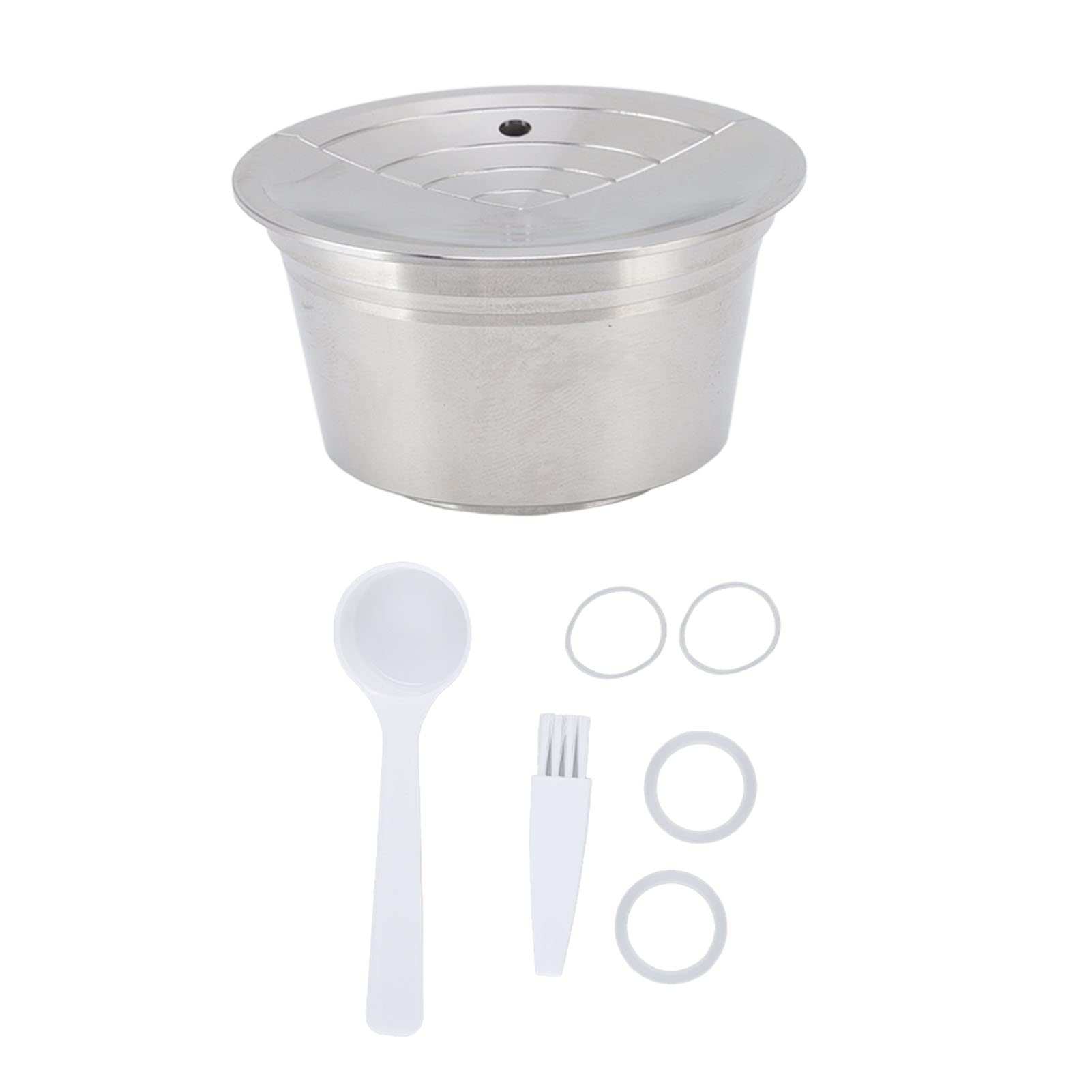Reusable K Cups, Coffee Filter, Stainless Steel Refillable Coffee Pods with Brush Spoon Powder Pressing Plate, Easy to Clean, Coffee Capsule Kit for Dolce Gusto, EDG Lumio Dg325